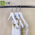 durable white color wood coat hanger with anti slip strips